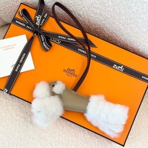 ✨NEW✨ Hermès 2025 Milo & Mouton Budy Bag Charm - Ecru/Beige Marfa/Terre